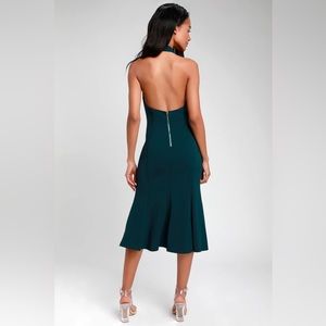 Lulu’s DARK GREEN BACKLESS MIDI DRESS